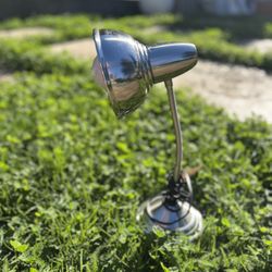 Vintage Chrome Gooseneck Desk Lamp Flexible Neck UL Listed Retro Industrial MCM