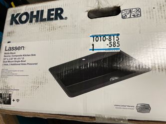 Kohler Lassen 33 in. Drop-in Single Bowl Granite Composite Kitchen Sink in Matte Black