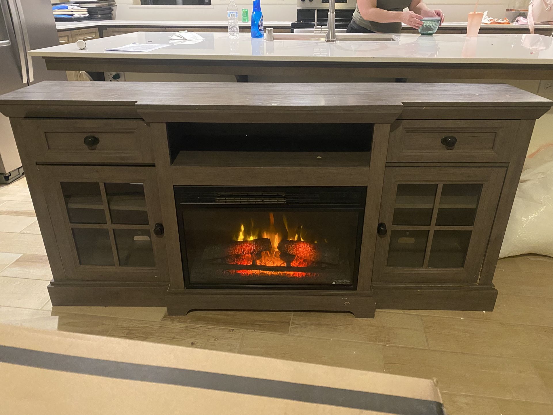 Tv Entertainment Center W/ Fireplace
