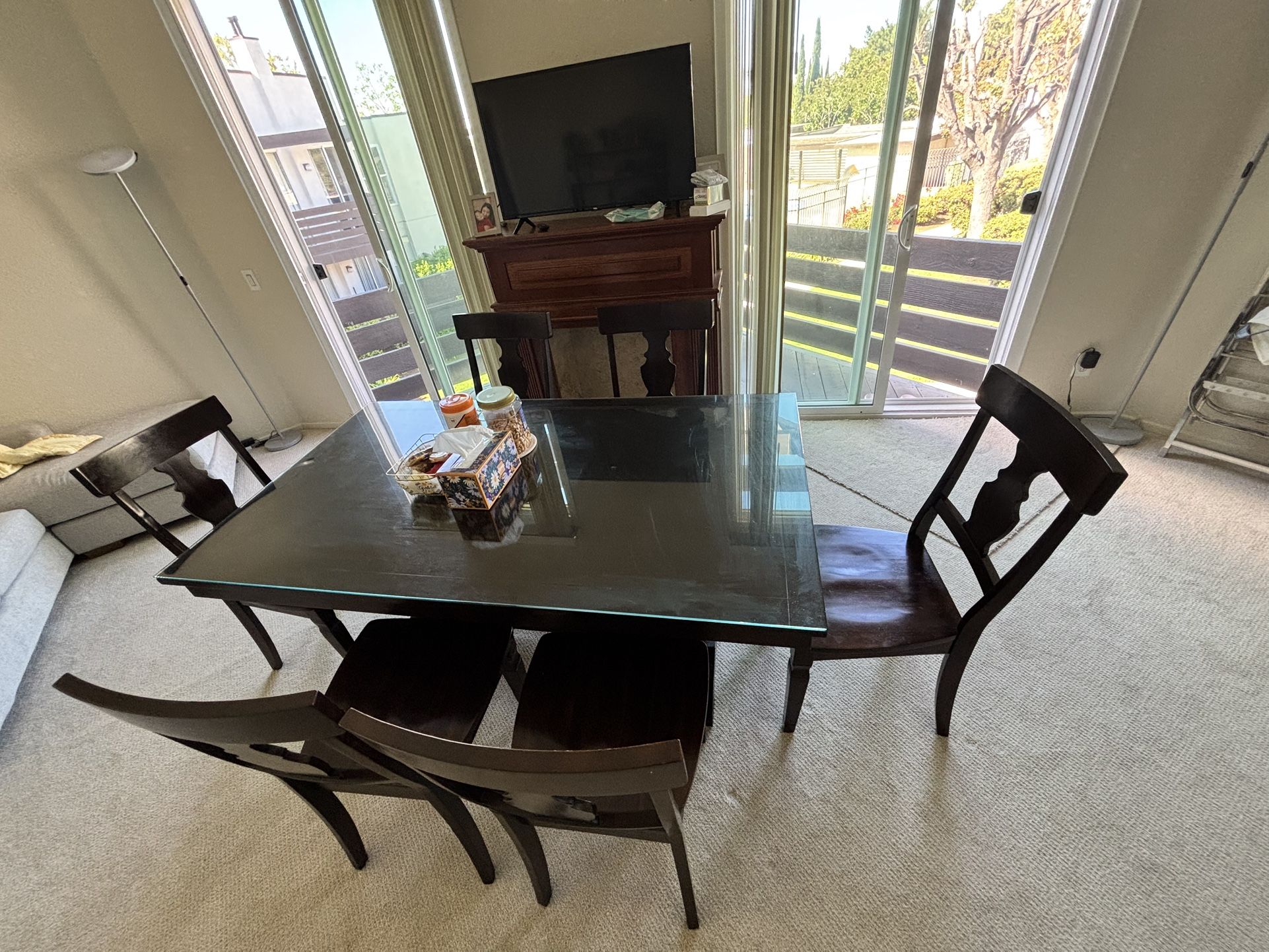 Dining table and chair set, table with 6 chairs, modern dining set