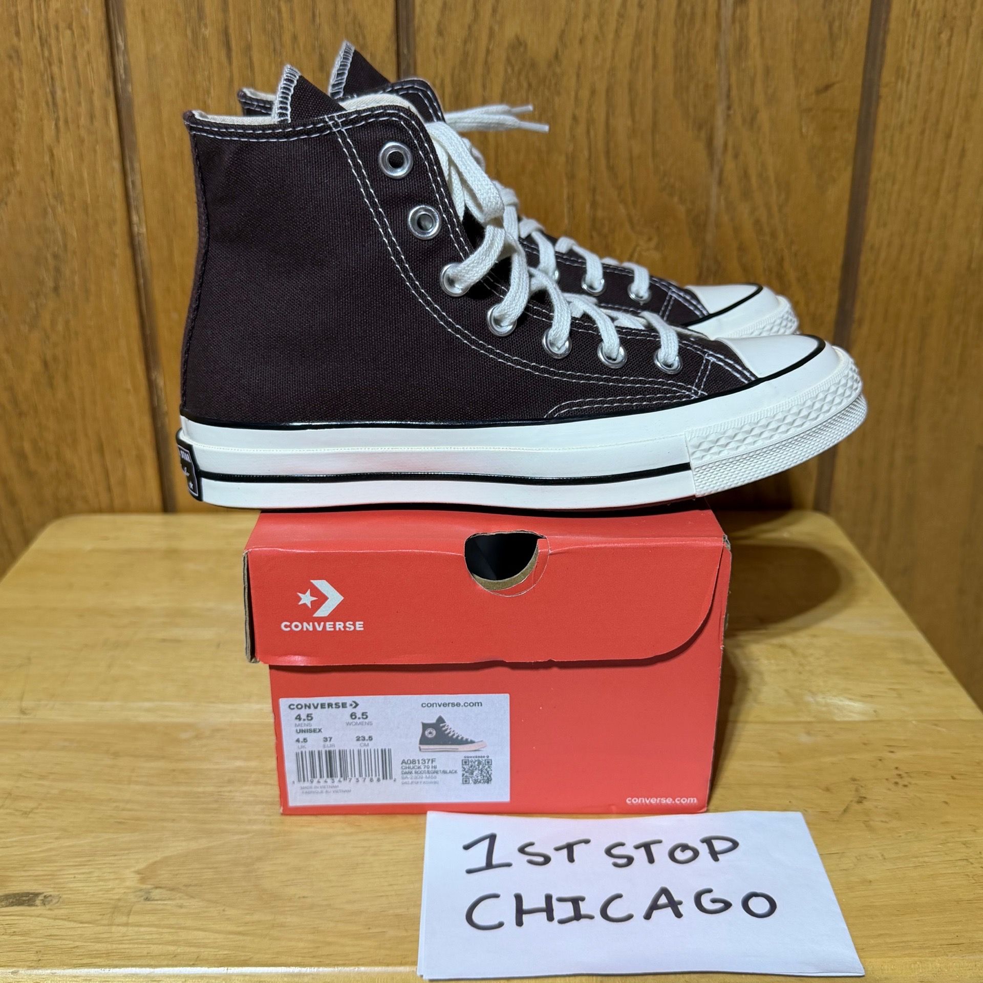 Converse Chuck 70 Hi Dark Root Brown Egret A08137F Unisex Women 6.5 Mens 4.5 NEW