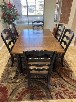 Solid Wood Dining Table Set – Table, 8 Chairs & Extension Leaf