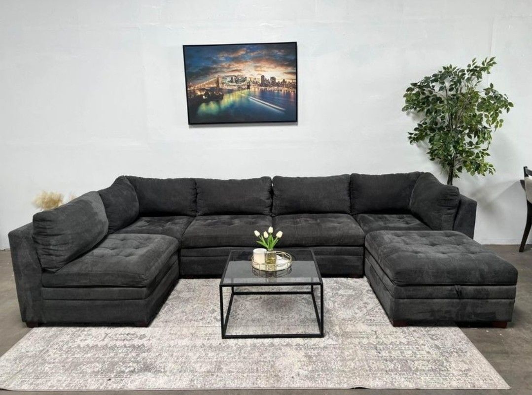 DARK BRAND NEW CHARCOAL GREY SECTIONAL SAME DAY DELIVERY