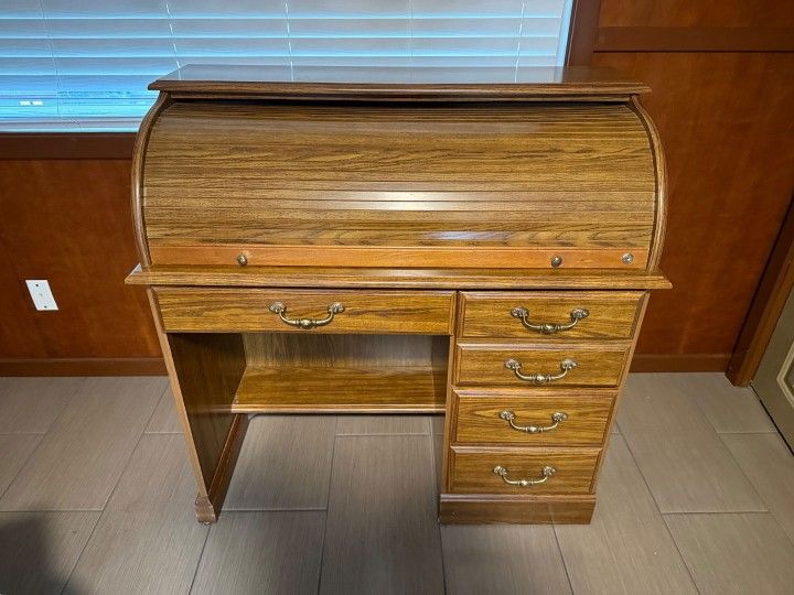 Oak Roll Top Desk 