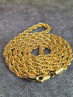 925 Sterling Silver Gold Plated Rope Chain 31” Heavy Necklace