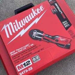 Milwaukee M12 12-Volt Lithium-Ion Force Logic Cordless ProPress Pro Press Tool Kit 3x Jaw w/ 2x 1.5 Ah Battery & Case  $1499  New