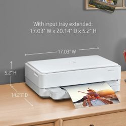 HP Envy 6052e All-in-One Wireless Color Inkjet Printer, Print Copy Scan, 2-Sided Printing, WiFi USB Bluetooth Connectivity, Instant Ink Ready, White