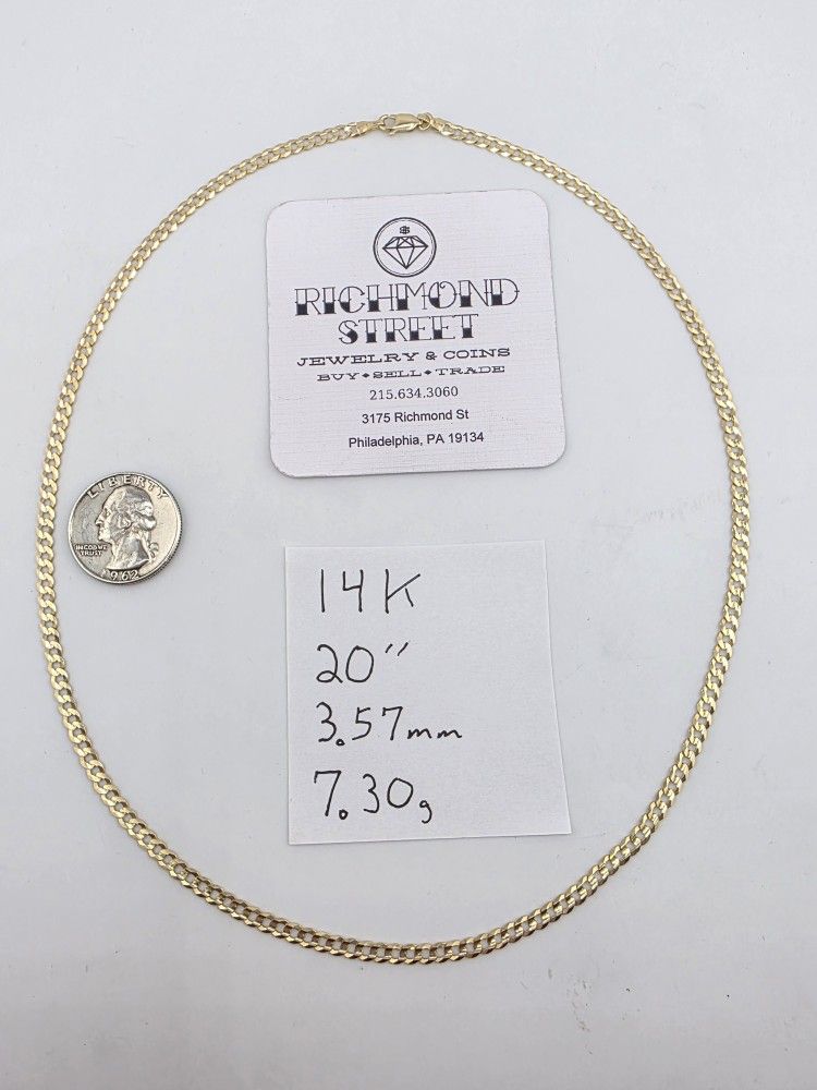 14k gold 20" Concave curb link chain