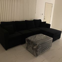 Black Sectional With Free Ottoman ‼️all Sectionals Are New Packed In Factory Plastic ‼️