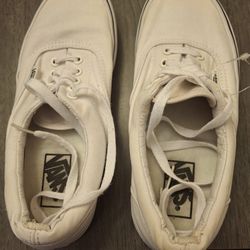 Women's Size 8.5 Boys Size 7 VANS White Authentic Classic Lace Up 