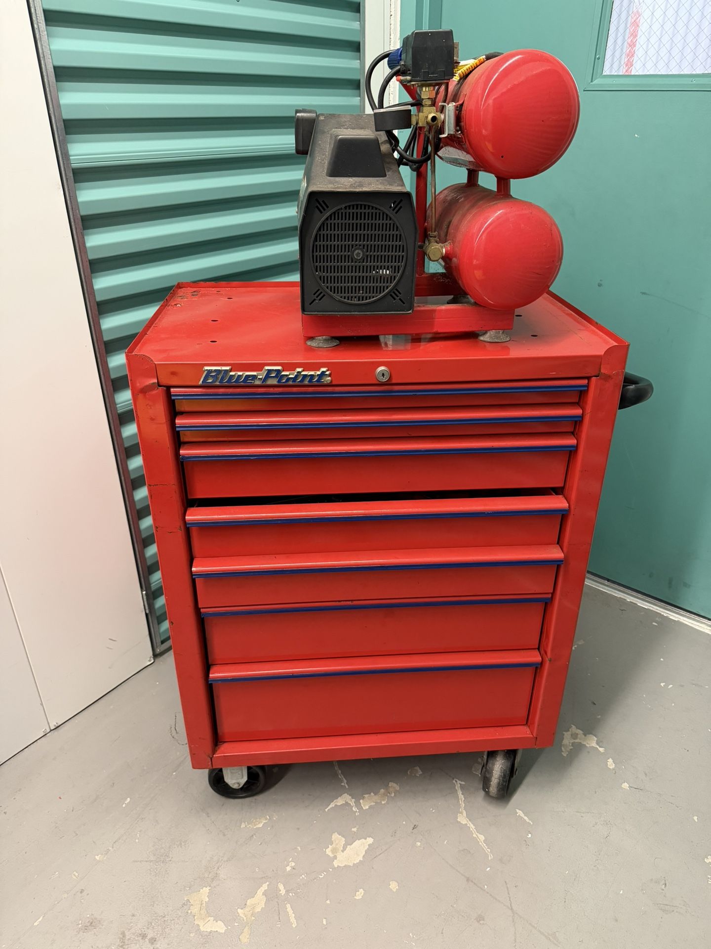 🔧 Blue-Point 7 Drawer Roll Cab Tool Chest + Air Compressor