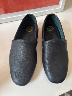 Navy Real Leather Mens Slippers