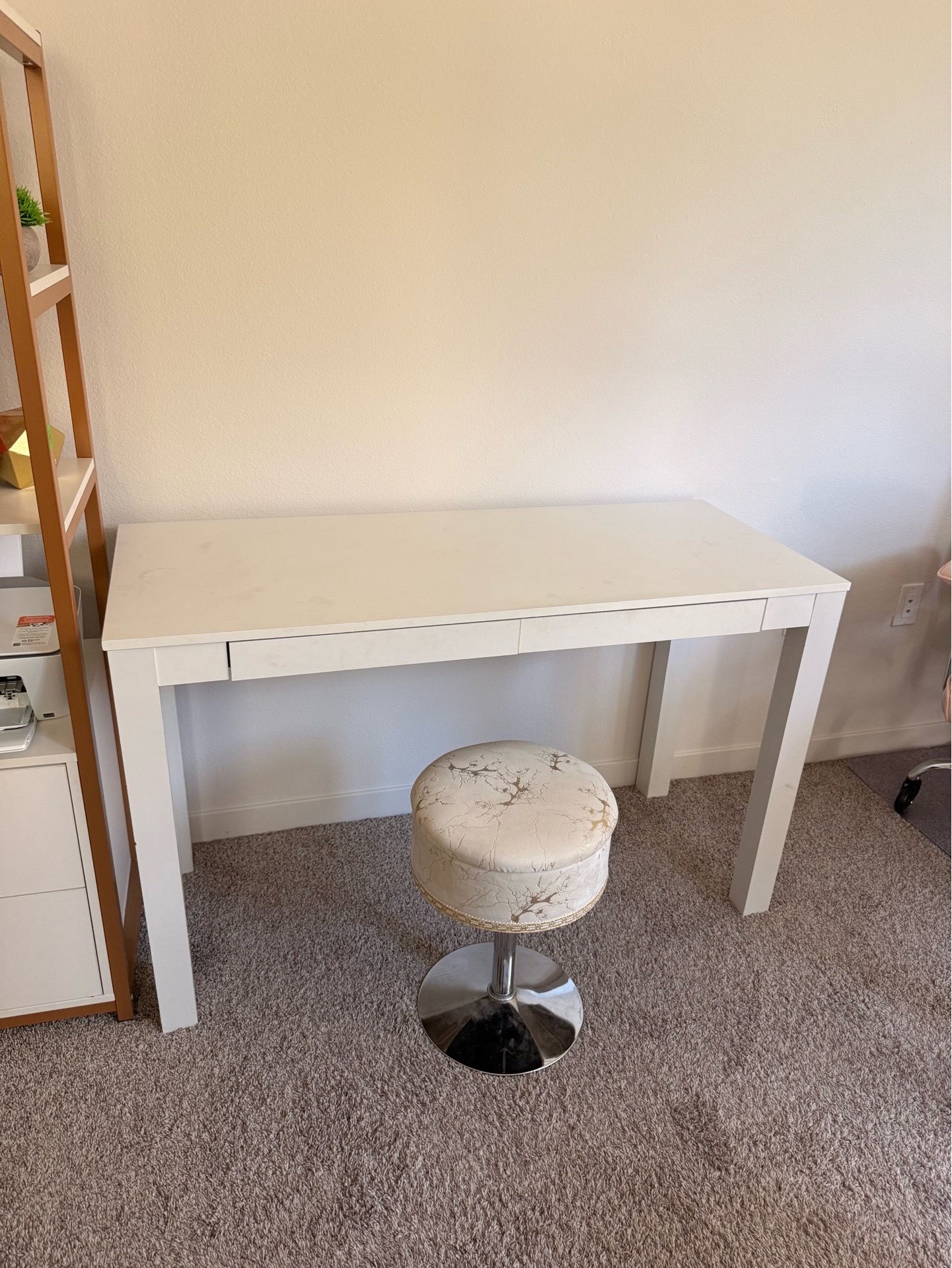 Large White 2-Drawer Computer Desk