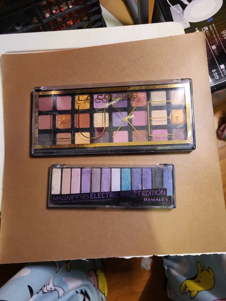 2x Eyeshadow Pallettes - Rimmel & L. A. Colors Luxe, Purples, Metallic, Smoky, Shimmery, Matte, 36 Shades Total!! 