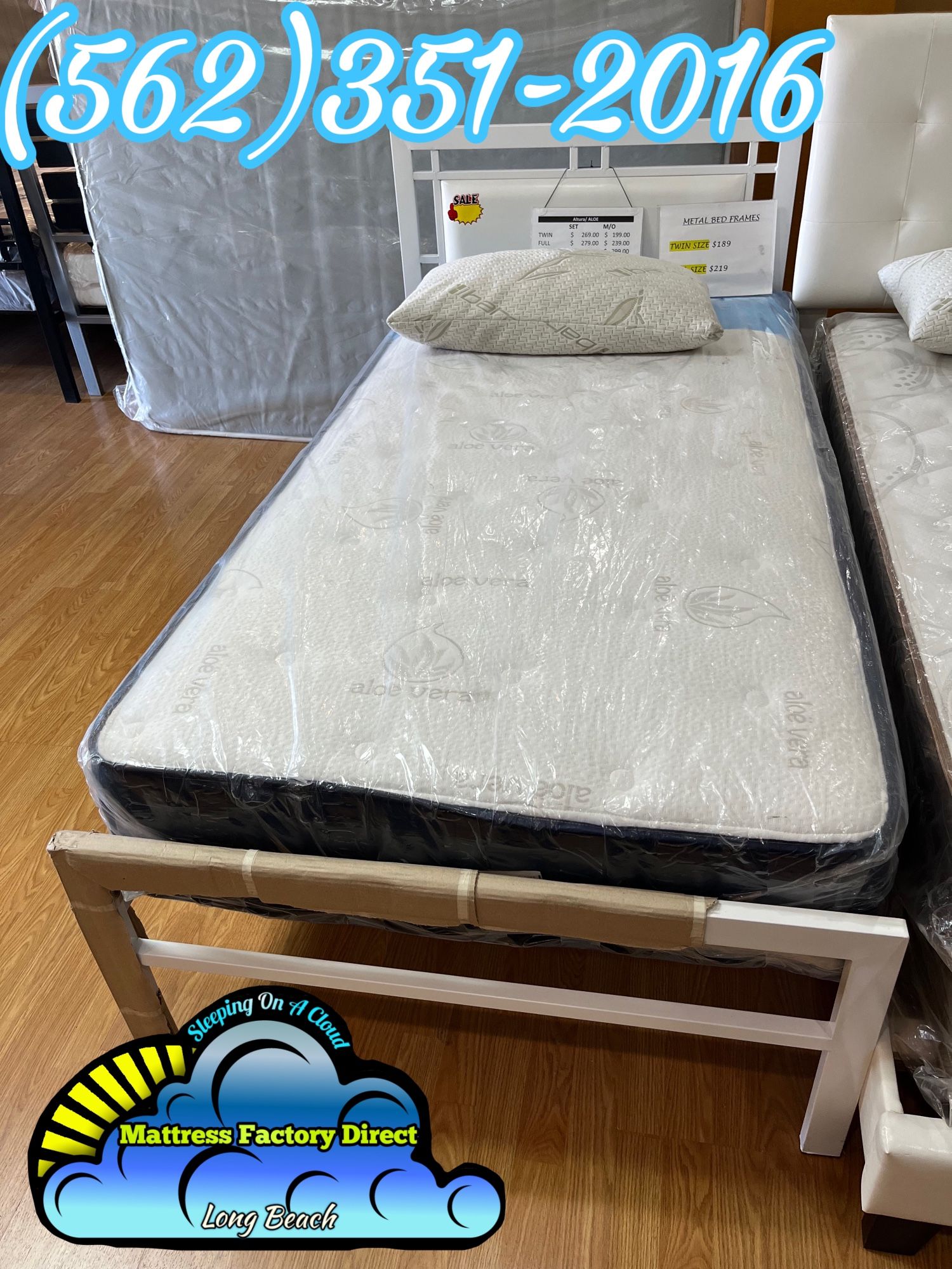 Twin Aloe Vera Mattress And Boxspring New Set