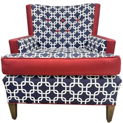Custom Navy & White Modern Armchair