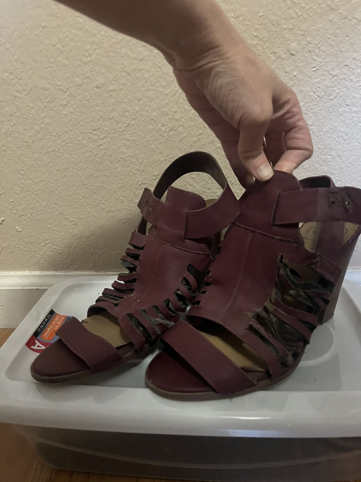 Red Strappy Sandal Low Heel