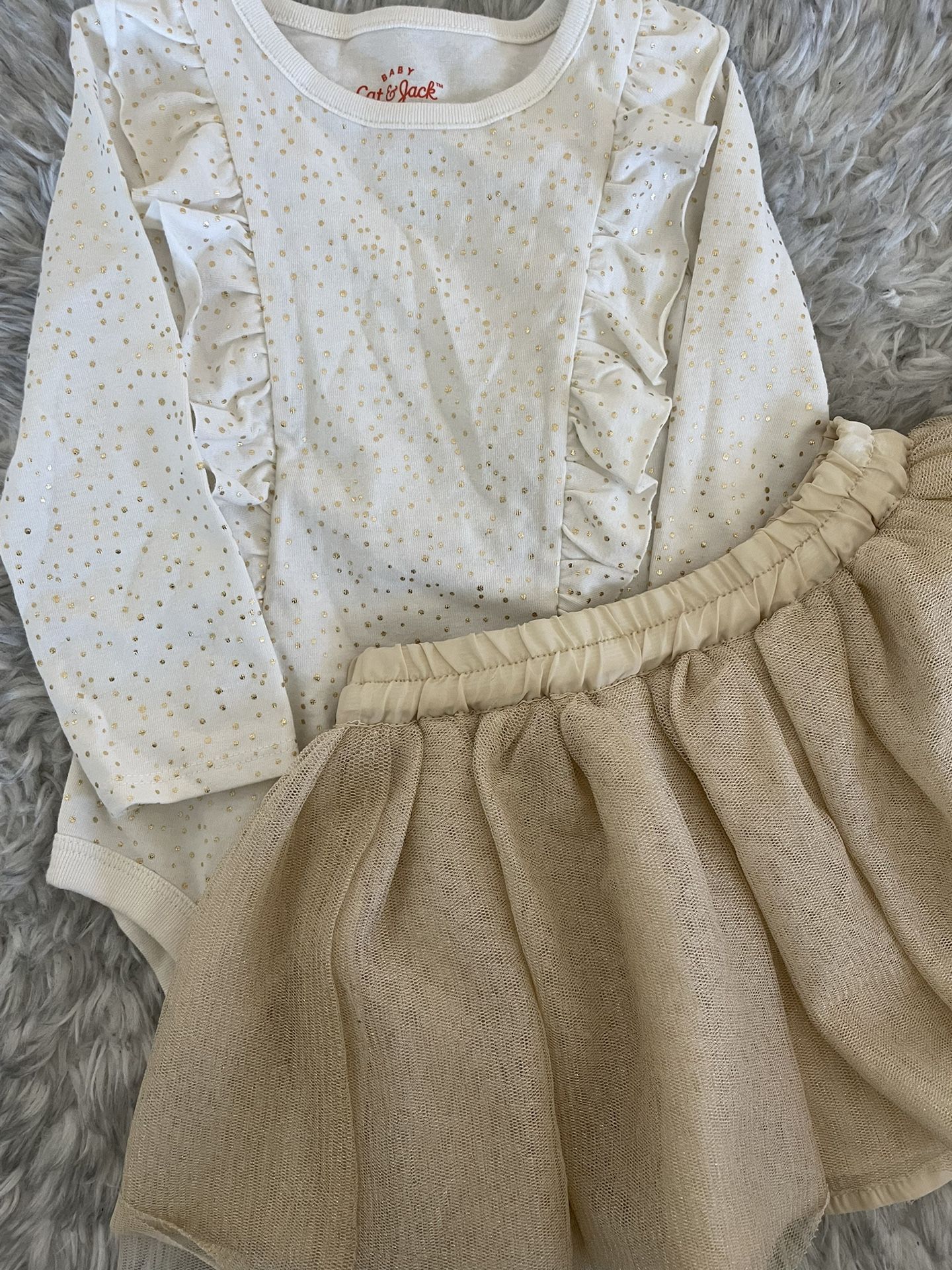18M Girl Clothes Gold Skirt Sparkle Onesie