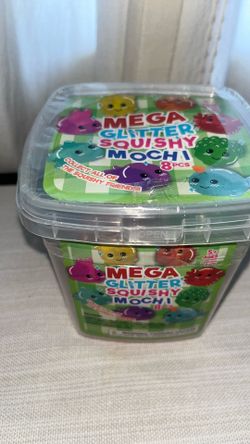 Mega glitter squishy mochi 8 pcs bucket squishys