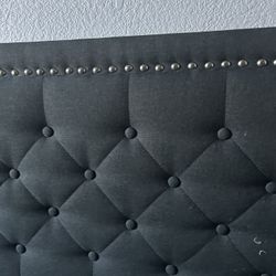 Grey Button Tufted Queen Bed Frame