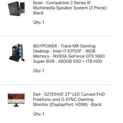 PC Gaming computer desktop bundle