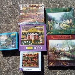 Lot Of 6 Jigsaw Puzzles Wysockis Kinkade