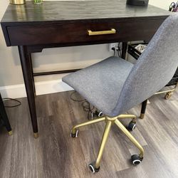 Desk  Black Stained Wood &  Printer Stand