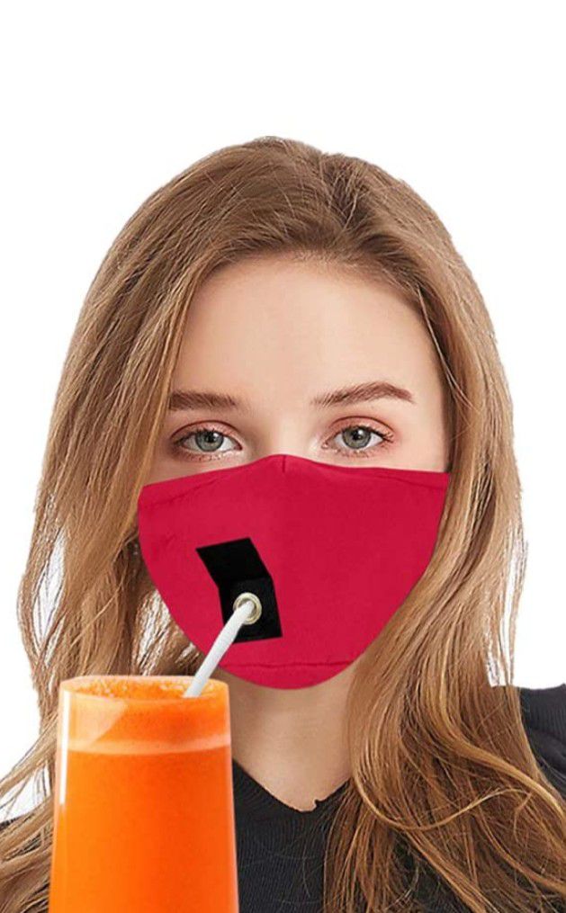 Masks for drinking with Velcro straw opening