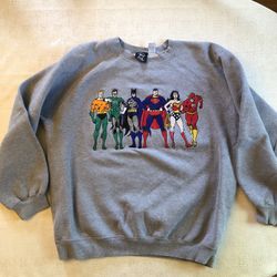 DC Comics Justice League Embroidered Sweatshirt Size Large
