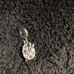 Painting Palette Charm With Rhinestones For Pandora or any similar bracelet, New