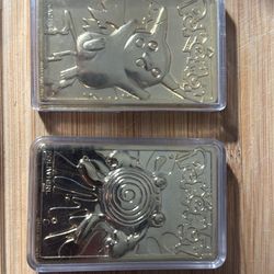 23k Gold Plated Pokemon Cards. 2000 Burger King Promo