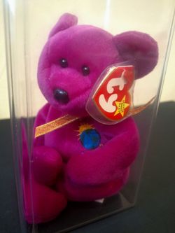 TY BEANIE BABY "MILLENNIUM" BEAR WITH TAG ERROR "MILLENIUM" - 1999 HOLOGRAM TAG