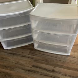 White plastic drawers