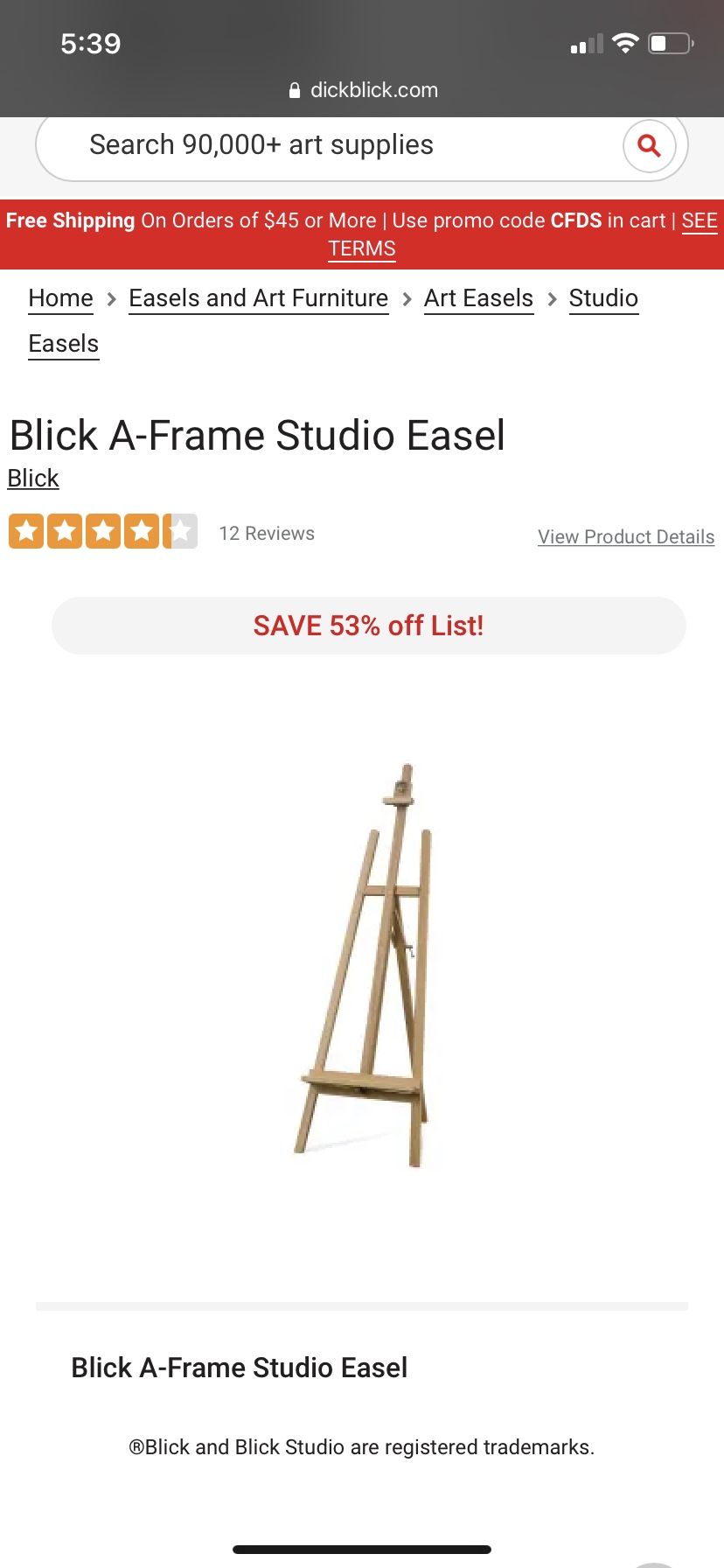 MAKE AN OFFER Blick Art Easel + 30x30 Canvas 