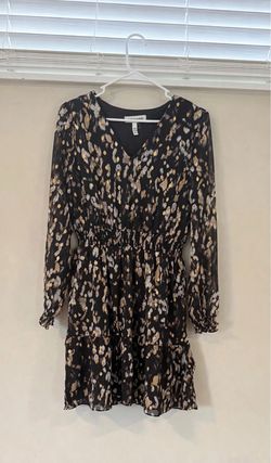 Black Gold Print Long Sleeve Mini Dress