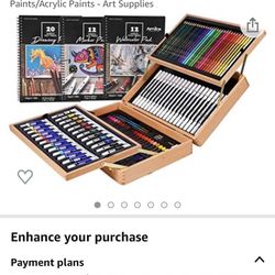 134 Pieces Wooden Case Art Set by Artibox - Oil Pastels/Colored Pencils/Watercolor Markers/Watercolor Paints/Acrylic Paints - Art Supplies