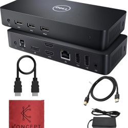 830-D3100 Dell Dock USB 3.0 Ultra HD/4K Triple Display - 1 Year Warranty - Docking Station Dual Monitor with 65W, HDMI & USB 3.0 Cable - Laptop & Comp