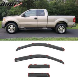 Fits 2004-2014 Ford F150 Extended Cab Window Visor Deflectors In Channel Acrylic Vent