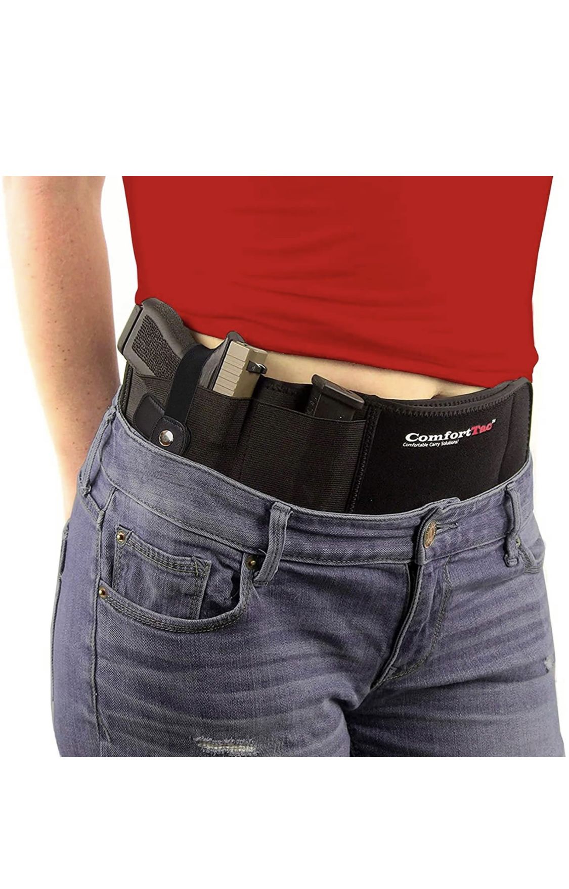 ComfortTac Ultimate Belly Band Gun Holster for Concealed Carry | Compatible with Smith and Wesson, Shield, Glock 19, 17, 42, 43, P238, Ruger LCP, and 