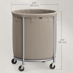 SONGMICS 29 Gallon (110 L) Laundry Basket with Wheels - Camel Brown