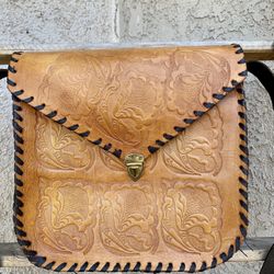Mexican Leather tooled saddle Bag Hippie Bohemian