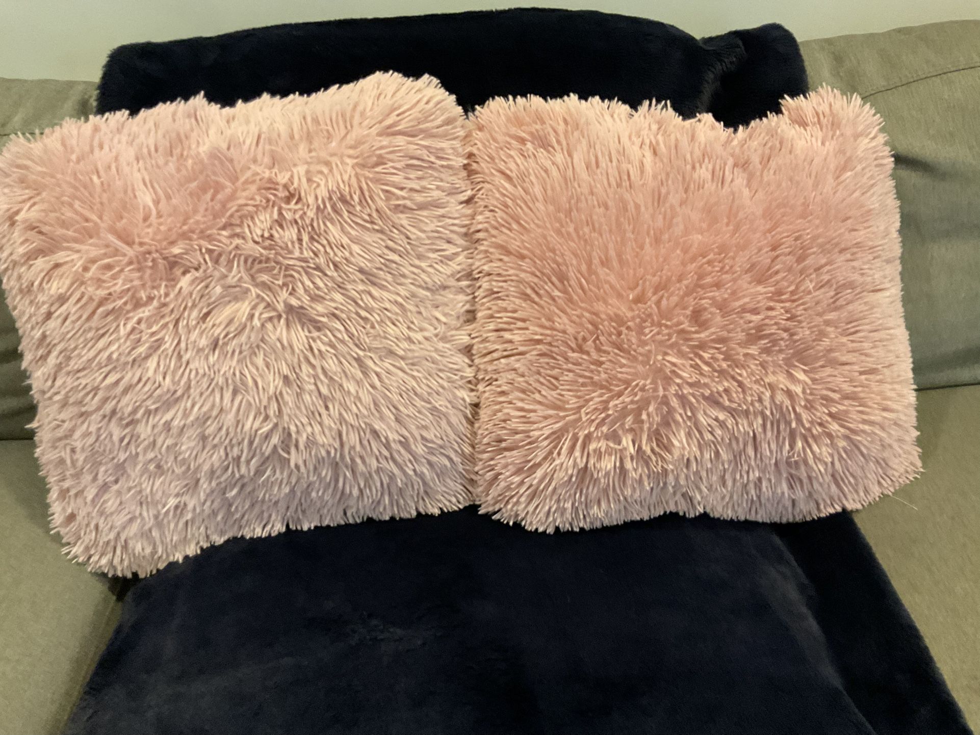 Plush Pink Shaggy Accent Pillows