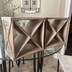 Set of 2 14.5” x 14.5” Wood Decor Hanging or Standing Wood Crates. Decor/Bottle Holders. 