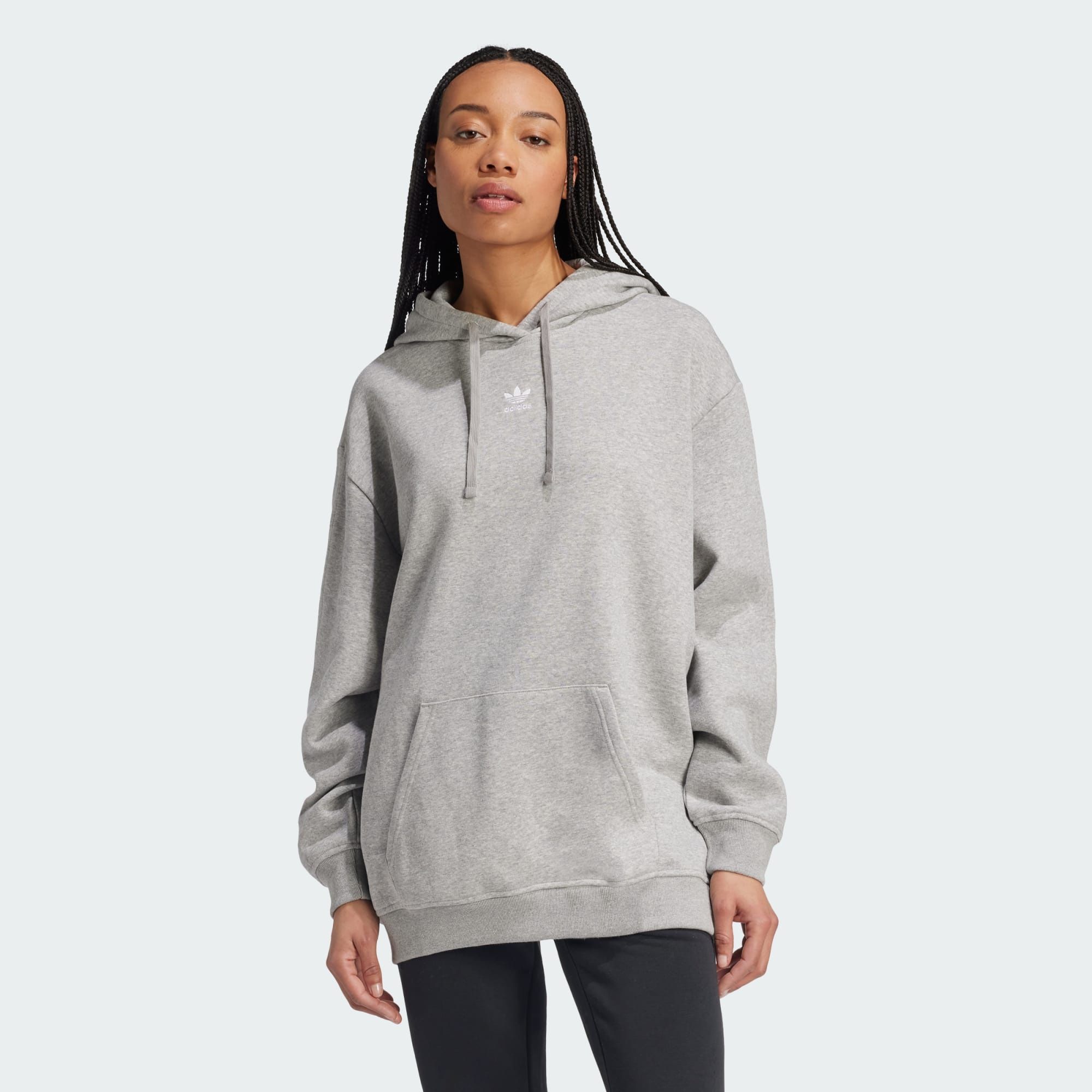 NWT ADIDAS ESSENTIALS OVERSIZED FLEECE HOODIE Medium Heather Grey M