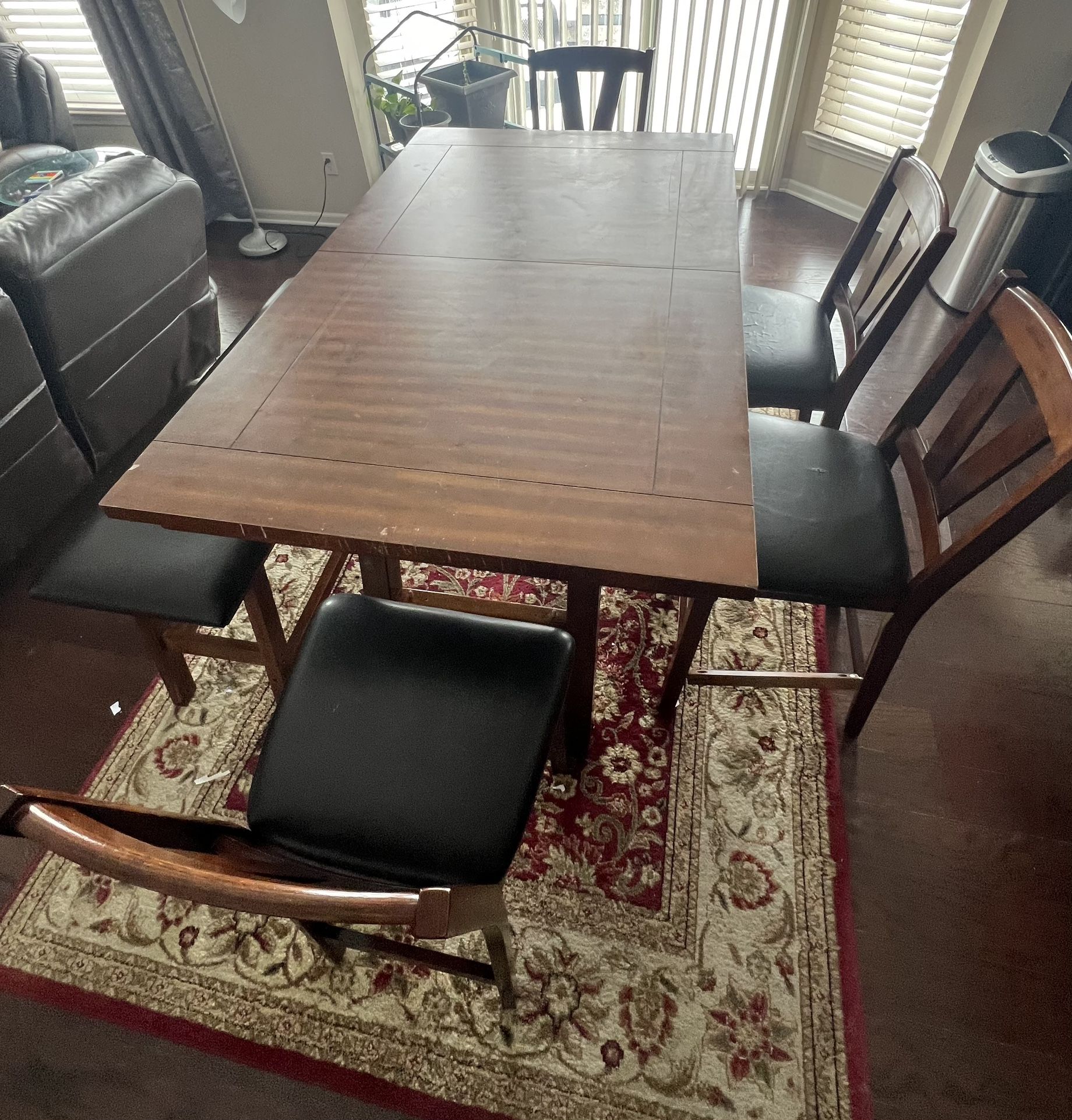 Breakfast Dining Counter Height Table With Bench And 4 Chairs