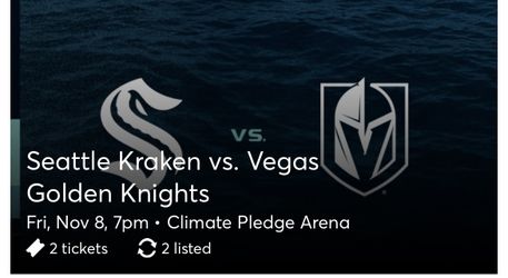 Kraken Vs Vegas Knights 11/8