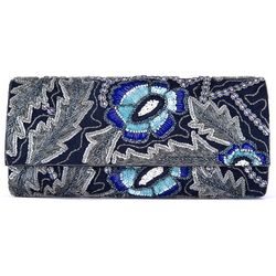 Nwt Deepa Gurnani Blue Silver Sequin wilder clutch Shoulder Bag