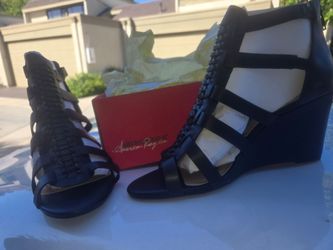 American Rage leather stap wedges sandal