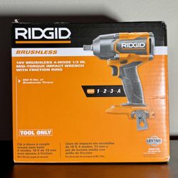 RIDGID Brushless 1/2” Impact Wrench – 650 ft-lb – Brand new
