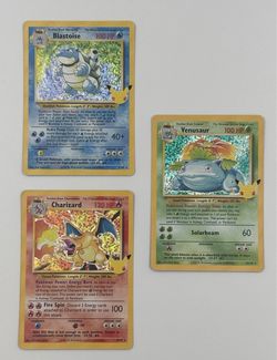 Big 3 - Charizard Blastoise and Venasaur 25th Anniversary Pokemon Cards!
